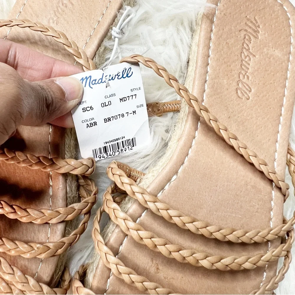 NWT Madewell The Kathryn Espadrille Slide Sandal in Leather